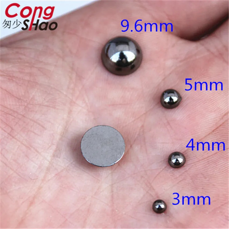 Flatback Half Round  Ancient Silver Pearl ABS Imitation Pearl Rhinestones Scrapbook Bead 3D Non HotFix Nail Art Decoration WC202